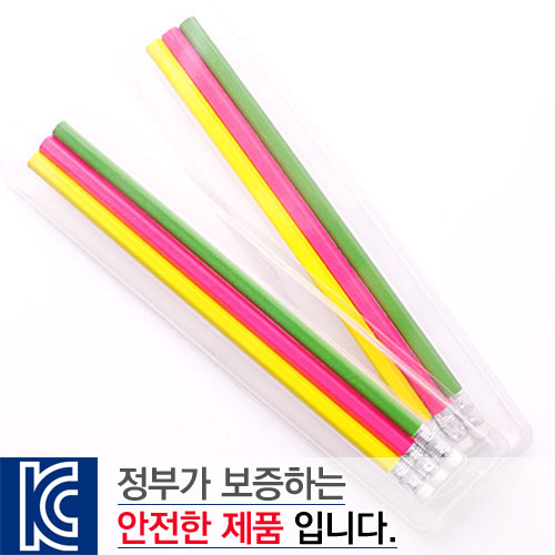 육각 지우개 연필 투명 사각 케이스 3P세트