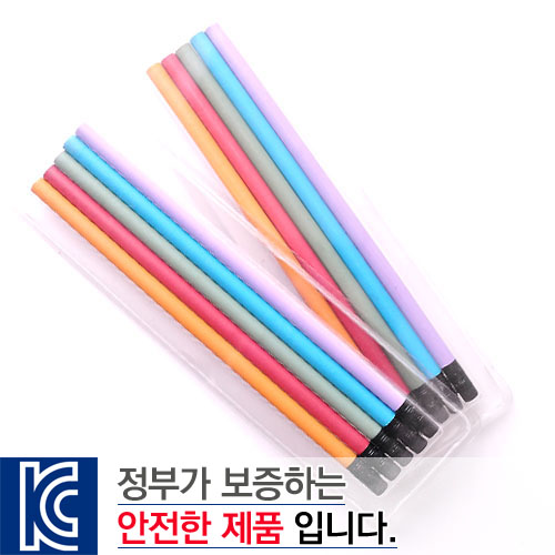 파스텔 지우개 연필 투명 사각 케이스5P세트