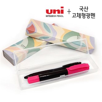 제트스트림 볼펜 (0.7mm) + 빅 블랙 고체 형광펜 2P 세트