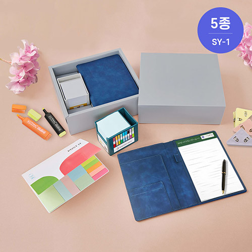 SY-1 NEW스마트큐브메모함(B형)+가죽메모패드(리갈노트)A5+수첩형포