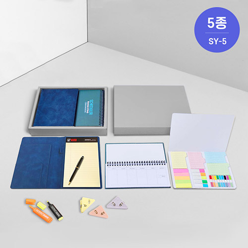 SY-5 가죽메모패드(리갈노트)A5+하드커버플래너(소)+수첩형인덱스포스트