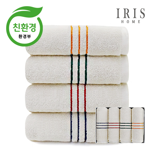 아이리스홈 국내생산 친환경 에어코튼 라인 세면타올 4매